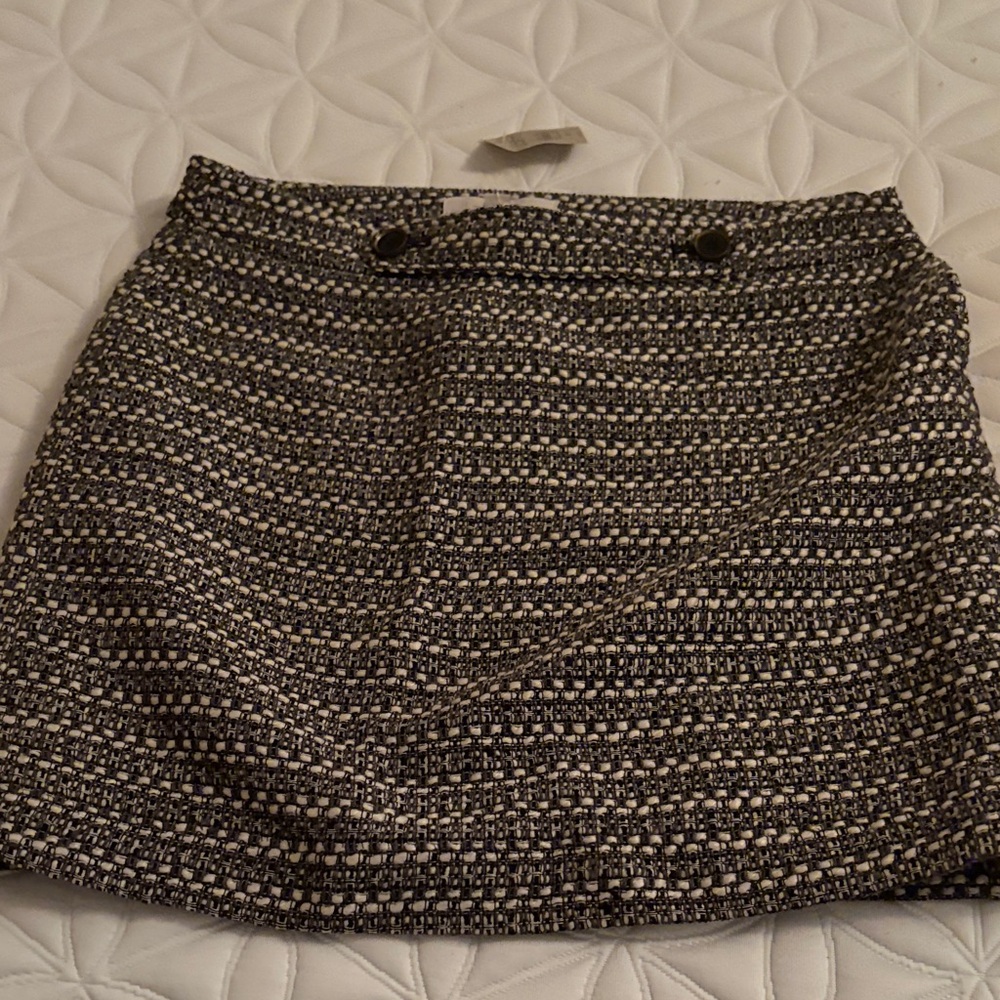 LOFT Black and White Textured Mini Skirt